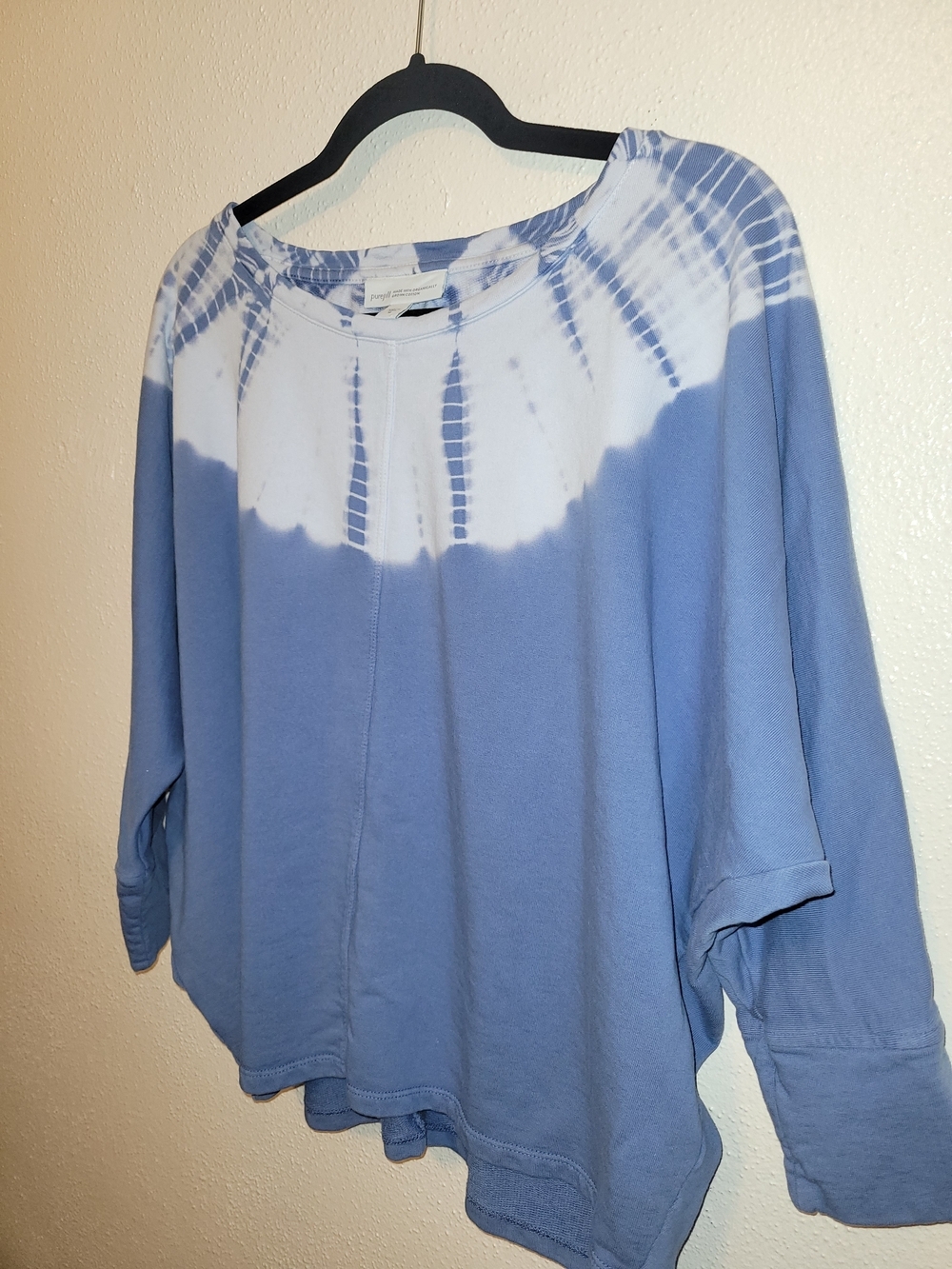 Pure Jill Jjill Coastal Tie-Dye Blue Dolman Sleece Pullover Top - Picture 4 of 5